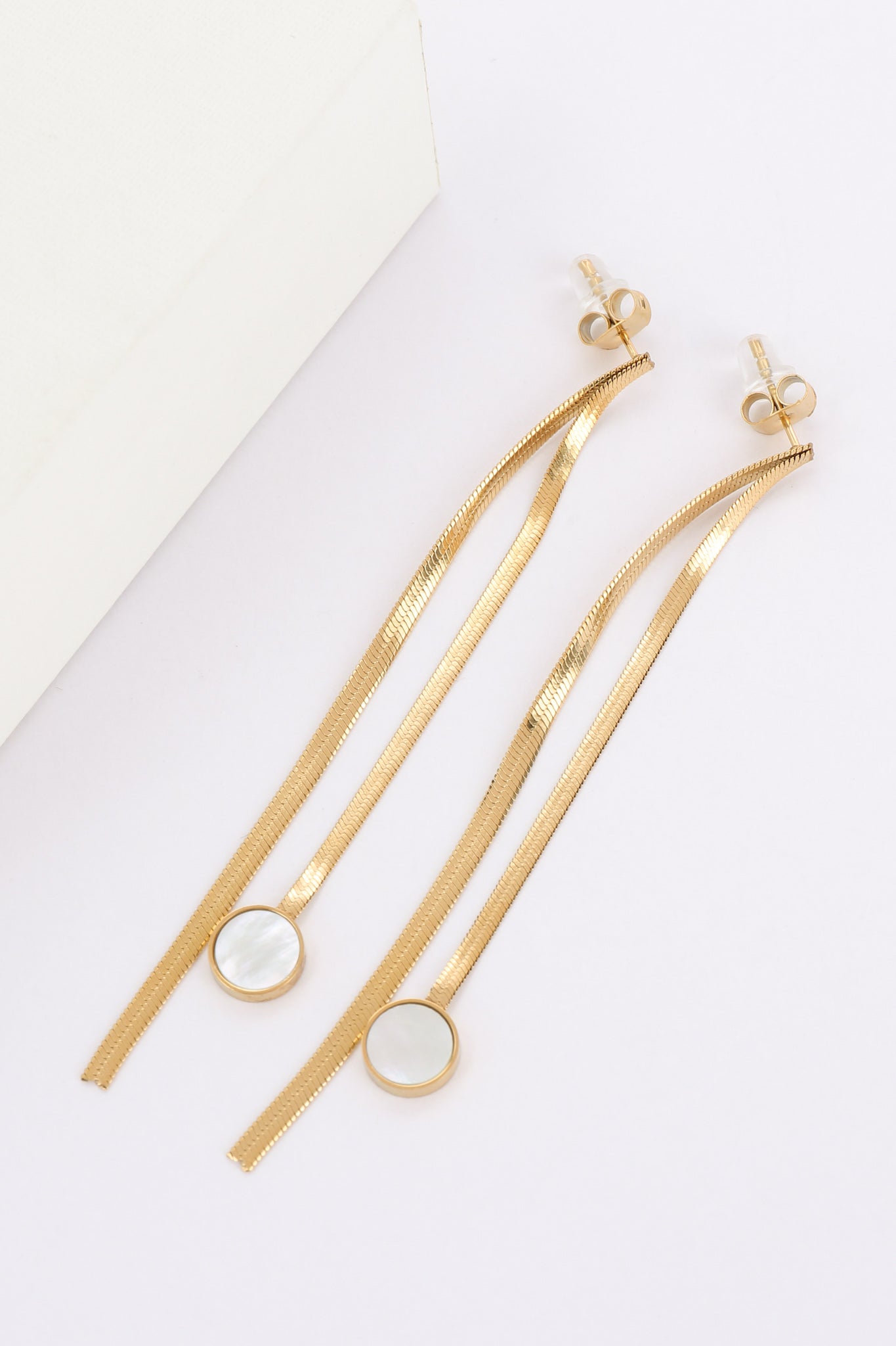 Image of Accessories. Productname: Velour Gold Chain Pearl Drop Earrings in Gold colour by brand - Heychic