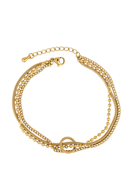 Image of Accessories. Product name - Helia Layered Gold Bracelet in Red colour by brand - HEYCHIC