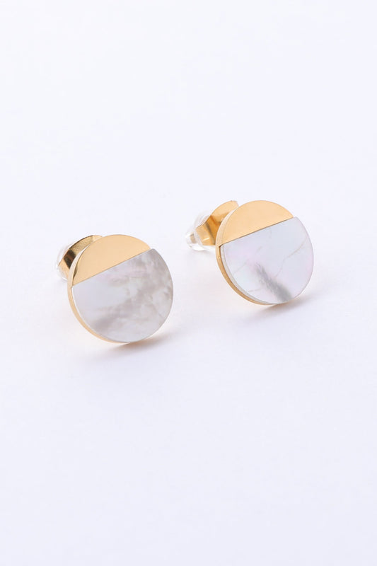 Image of Accessories. Productname: Perline Gold Mother of Pearl Earrings in Gold colour by brand - Heychic