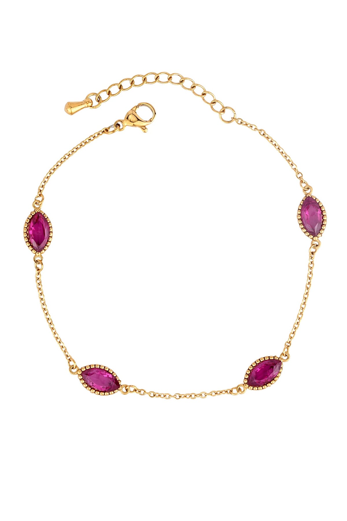 Image of Accessories. Product name - Rosa Pink Zircon Gold Bracelet in Pink colour by brand - HEYCHIC
