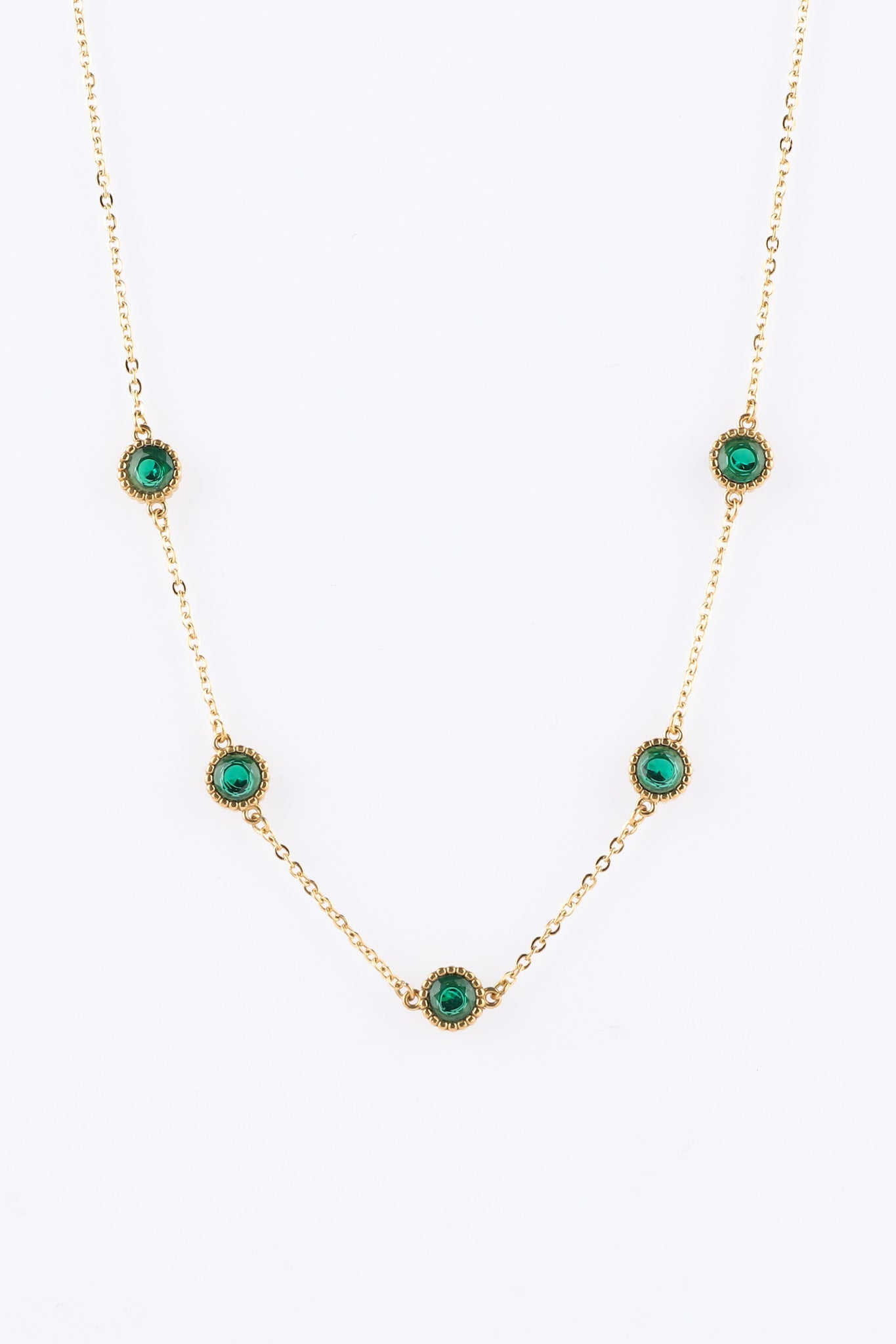 Image of Accessories. Productname: Heychic Verdania Green Zircon Gold Necklace in Green colour by brand - Heychic