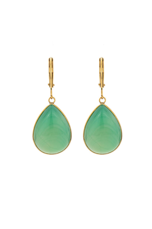 Image of Accessories. Product name - Esme Green Agate Earrings in Green colour by brand - HEYCHIC