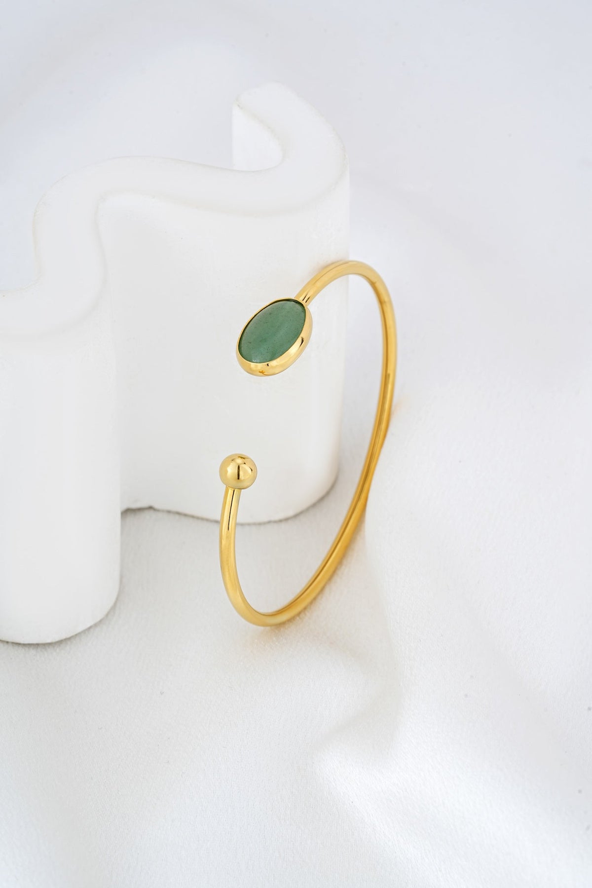 Image of Accessories. Product name - Elowen Aventurine Gold Bangle in Gold colour by brand - HEYCHIC