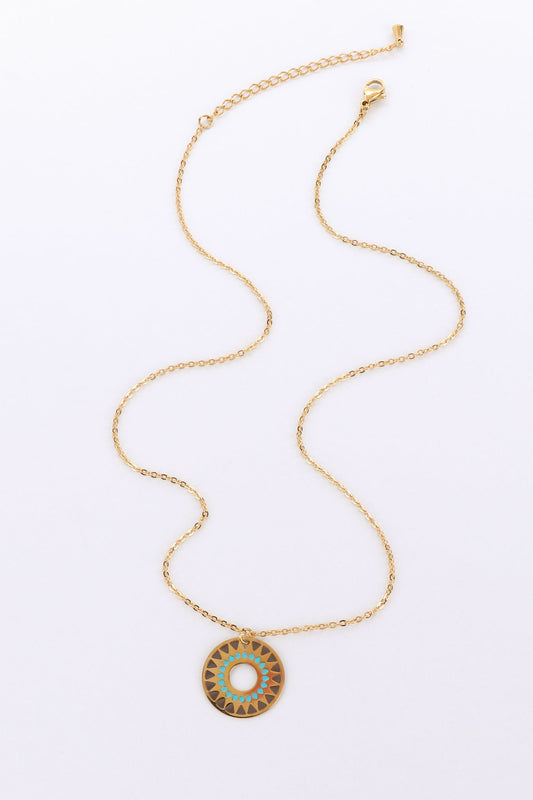 Image of Accessories. Productname: Kiyana Gold Circle Medallion Pendant Necklace in Gold colour by brand - Heychic