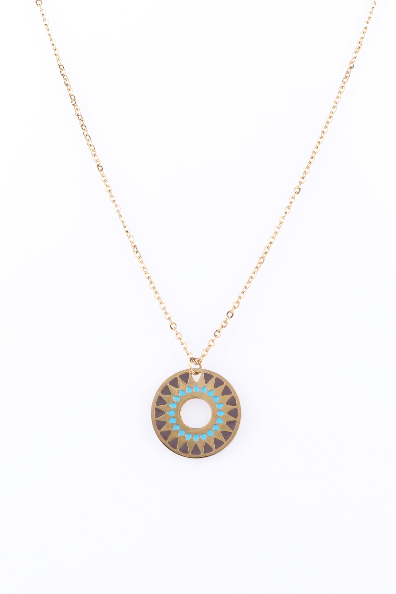 Heychic Kiyana Circle Medallion Pendant Necklace (Gold)