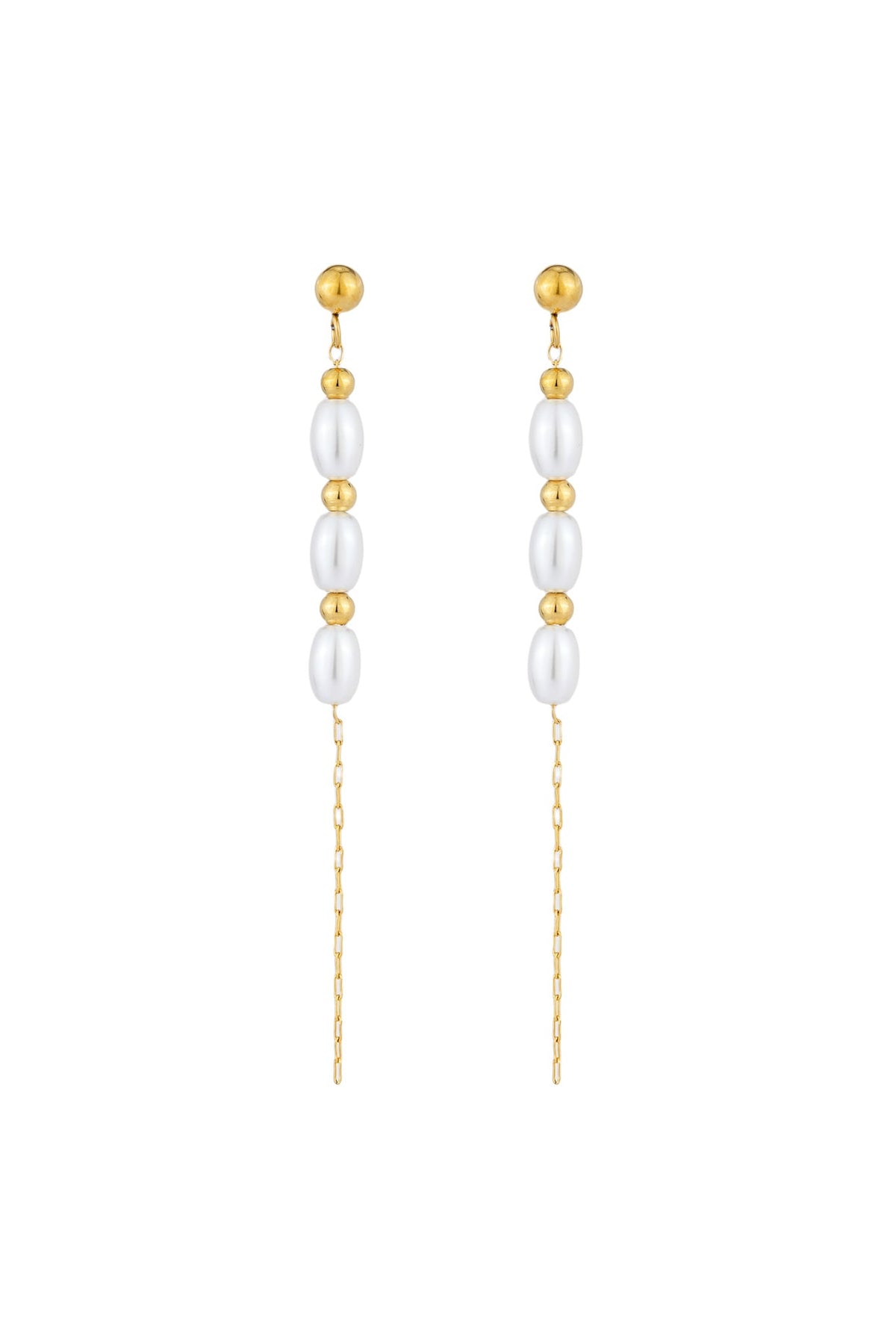 Image of Accessories. Product name - Naia Pearl Gold Earrings in Gold colour by brand - HEYCHIC