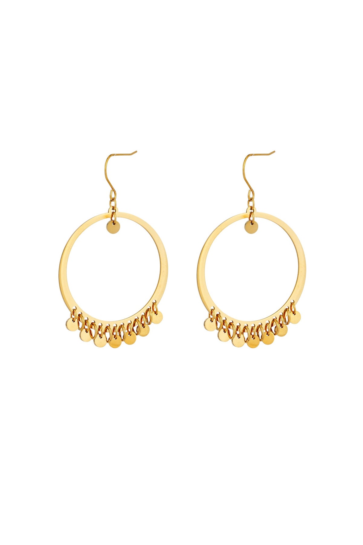 Image of Accessories. Product name - Celes Gold Circle Earrings in Gold colour by brand - HEYCHIC