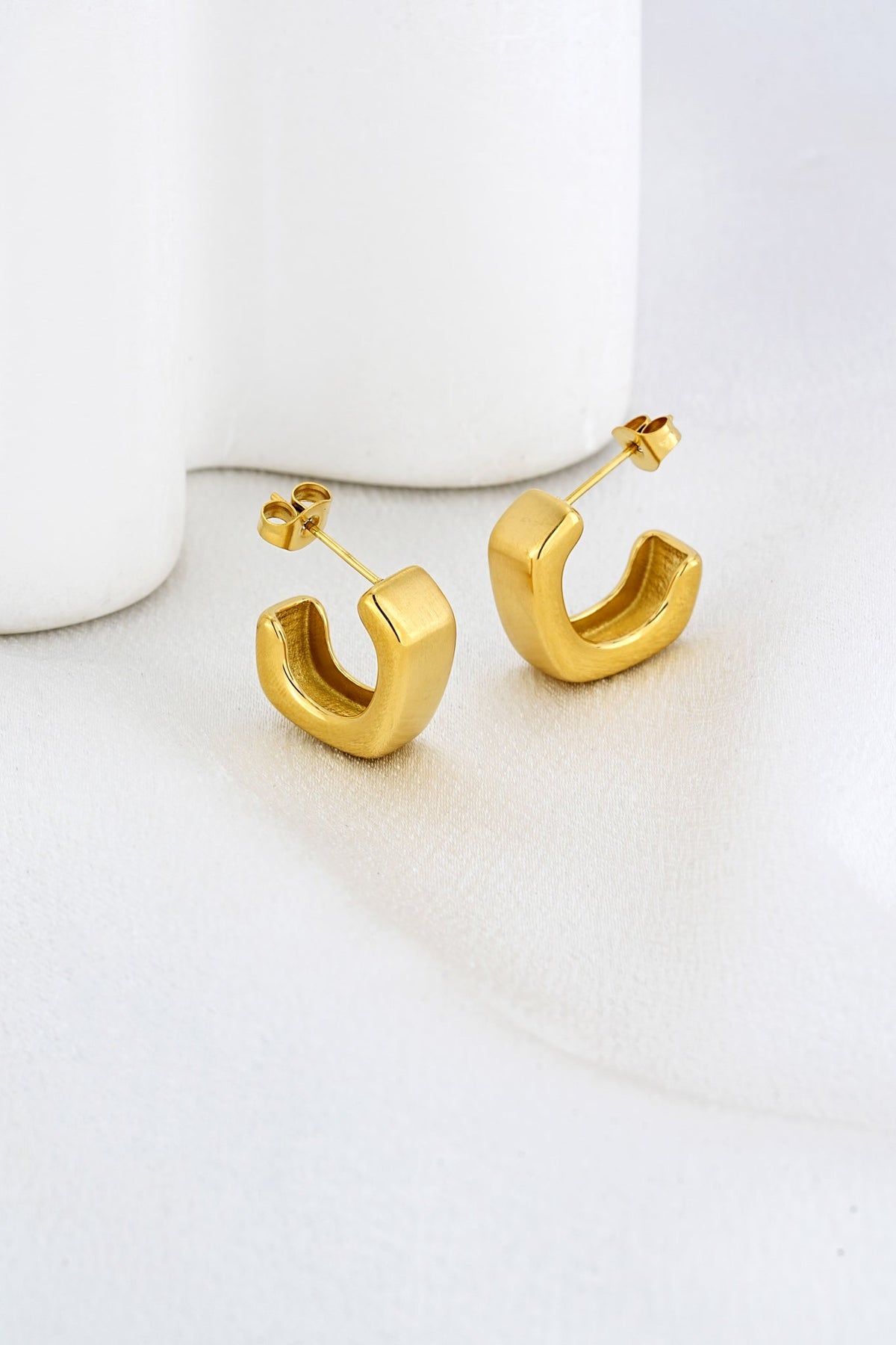 Image of Accessories. Product name - Leona Gold Hoop Earrings in Gold colour by brand - HEYCHIC
