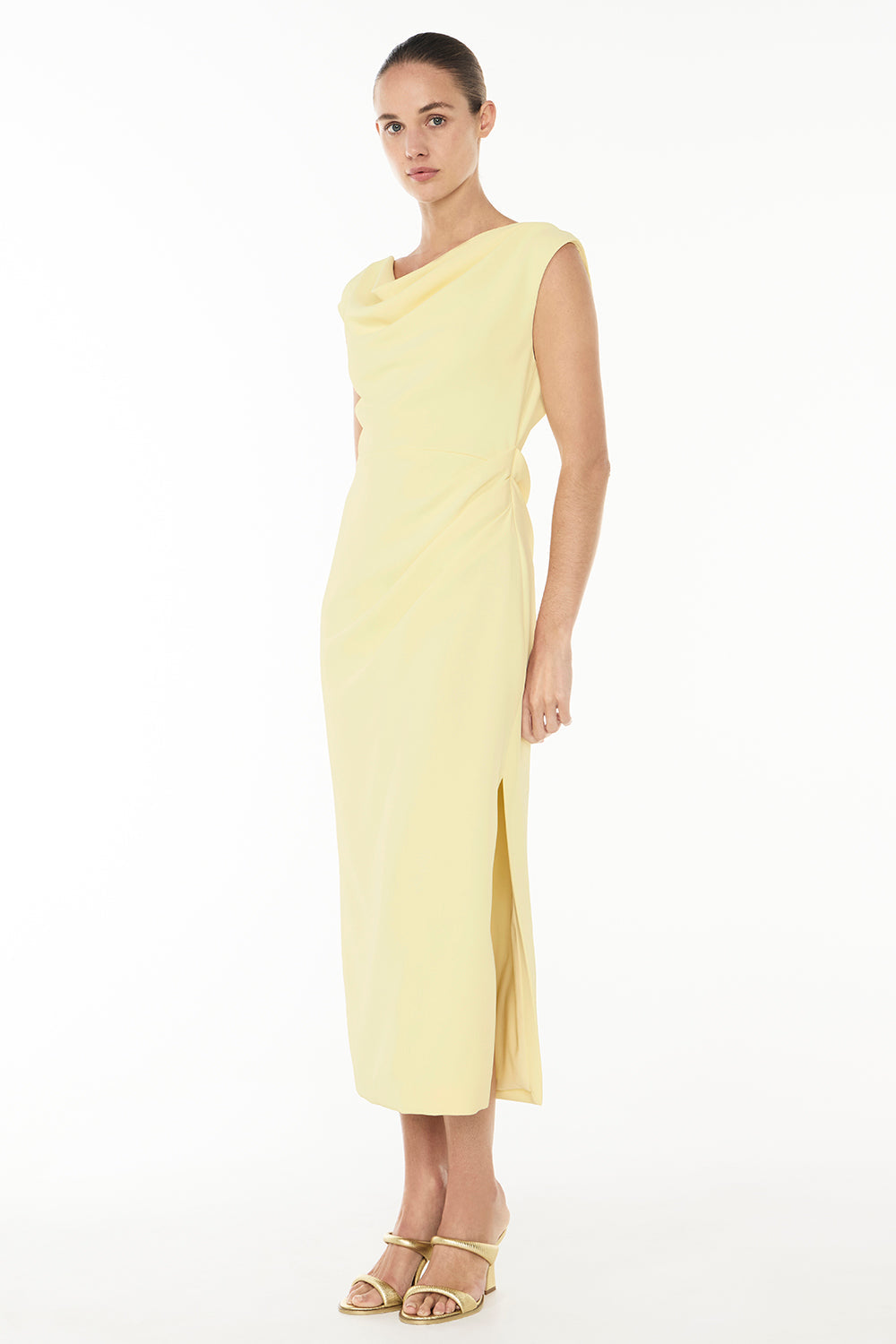 Magic Hour Drape Dress (Pastel Yellow)