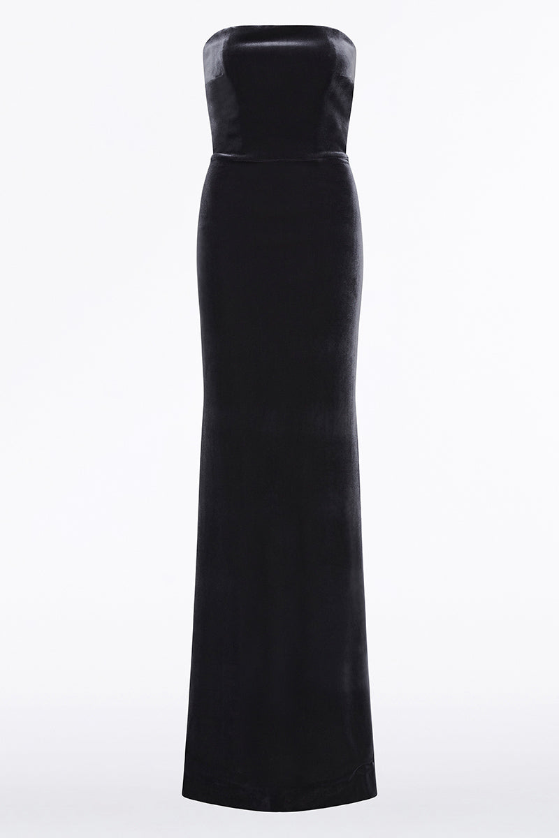 Carla Zampatti Midnight Velvet Strapless Gown (Blue)