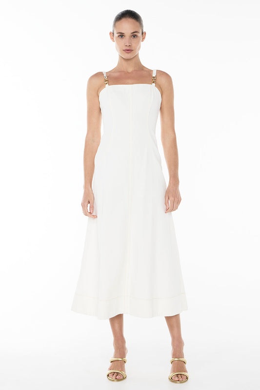 Image of Dresses. Productname: Cote Blanc Denim Dress in WHITE colour by brand - Manning Cartell