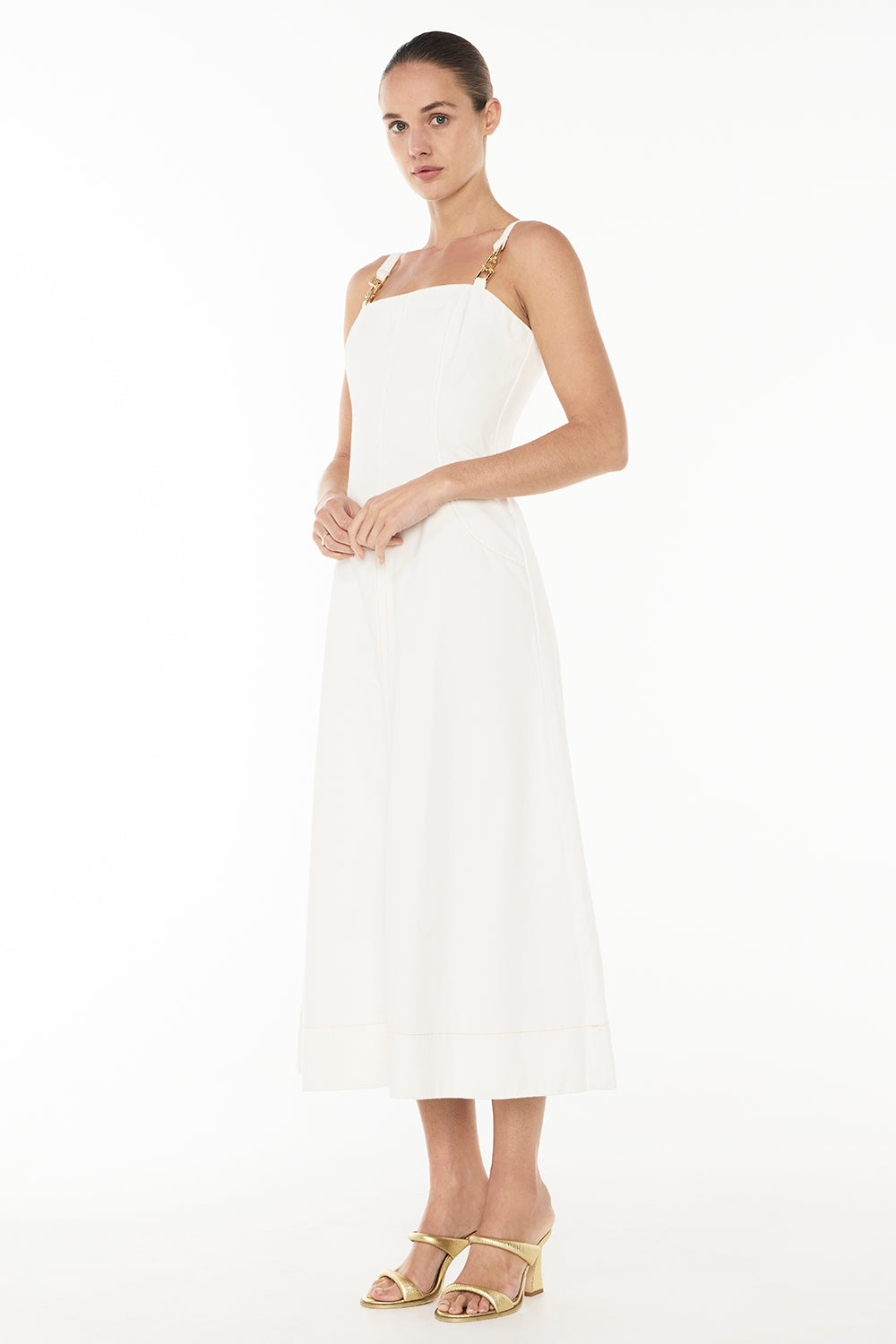 Cote Blanc Denim Dress (White)