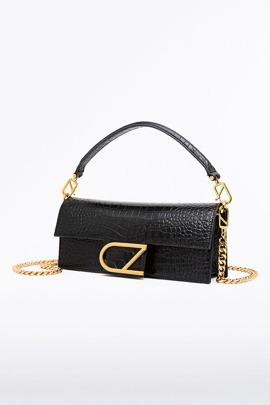 Carla Zampatti Croc Cz La Borsa Baguette Bag (Black)