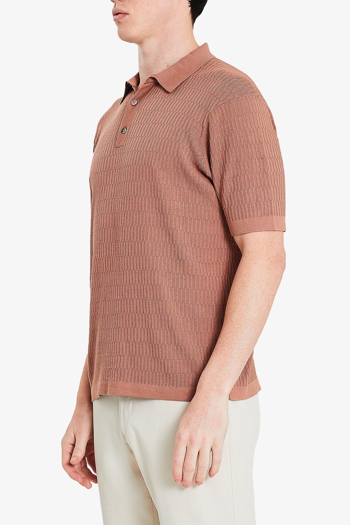 Anthony Squires Long Island Knitted Polo (Terracotta)