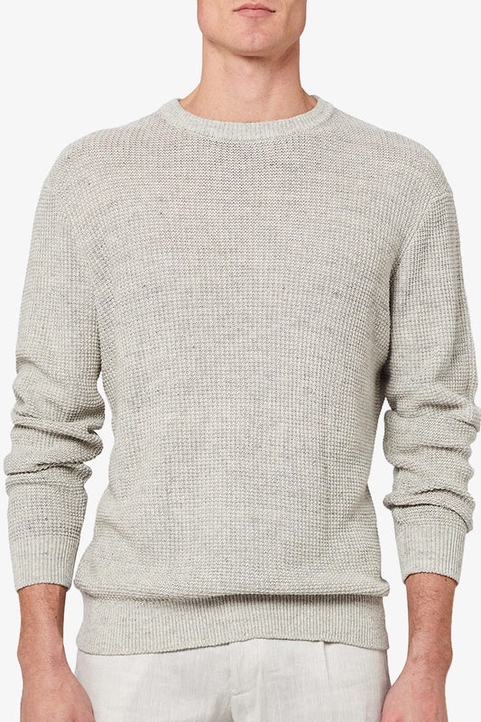 Image of a model wearing Outerwear. Product name - Clive Light Grey Knitwear in Grey colour by brand - Anthony Squires