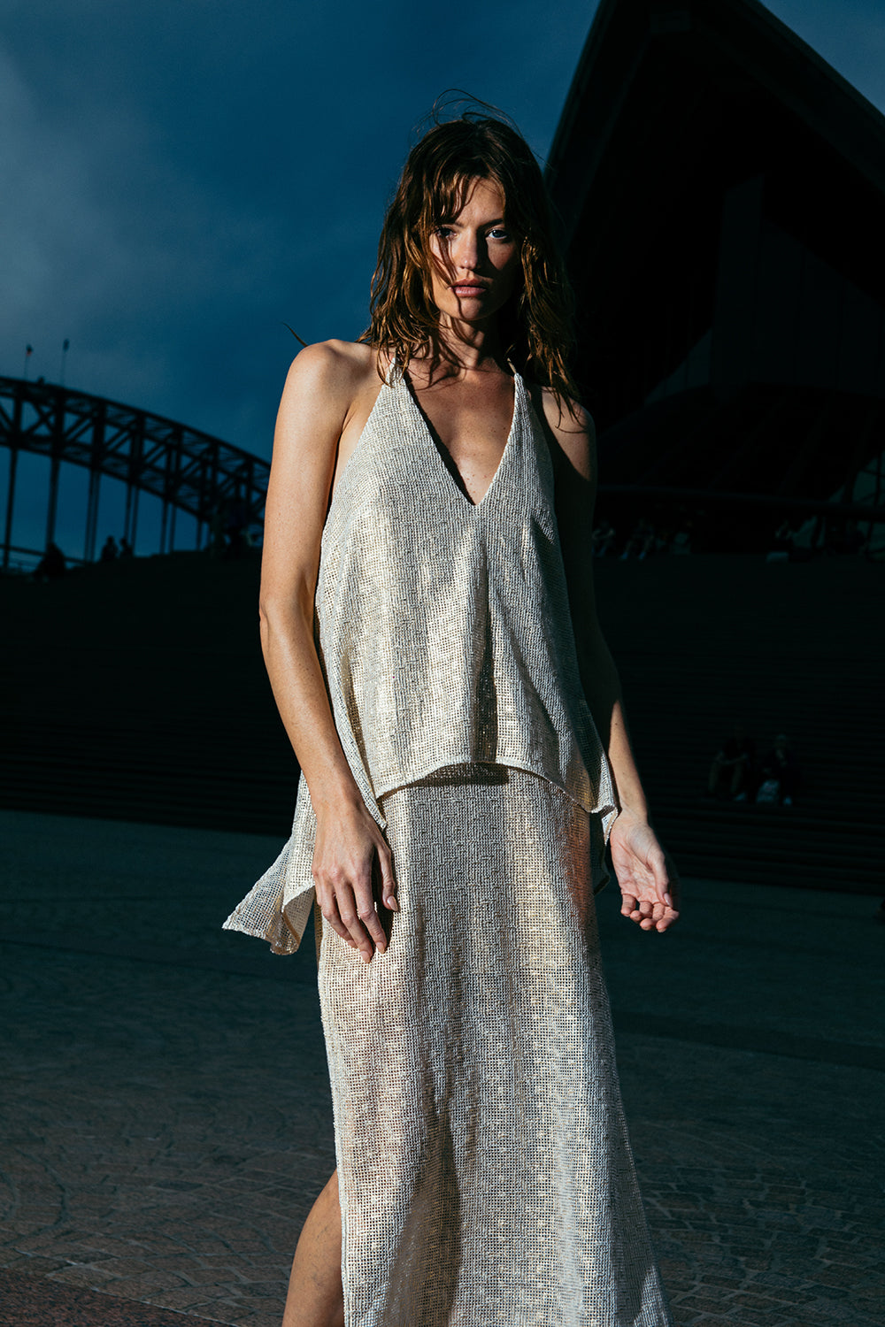 Illuminated Halter Dress (Gold)