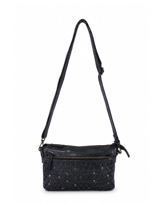 BOWRAL LASER CUT CROSS BODY STRAP W/ STUDS - Black