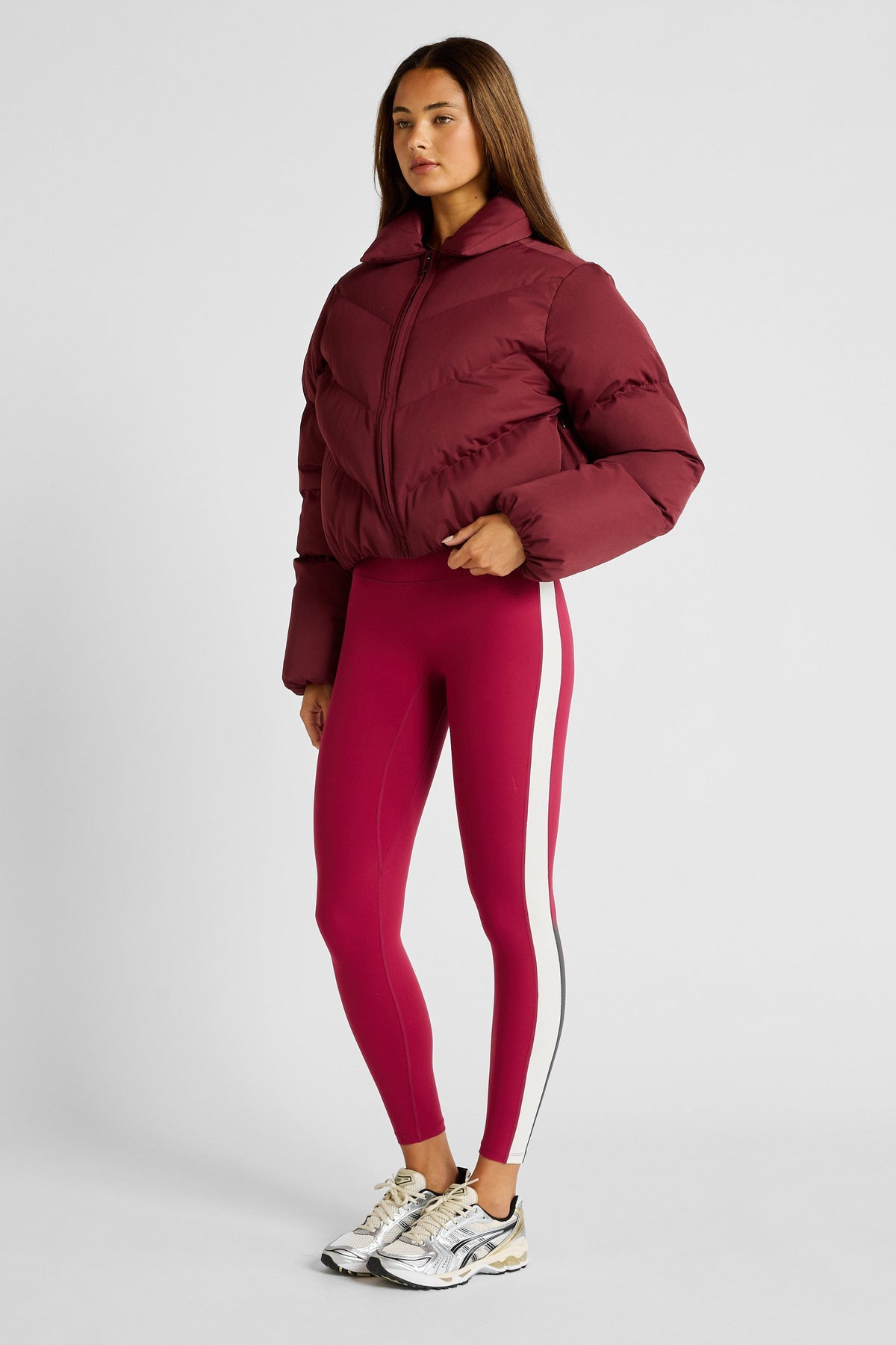 ALLFENIX Cropped Puffer Jacket (Burgundy)