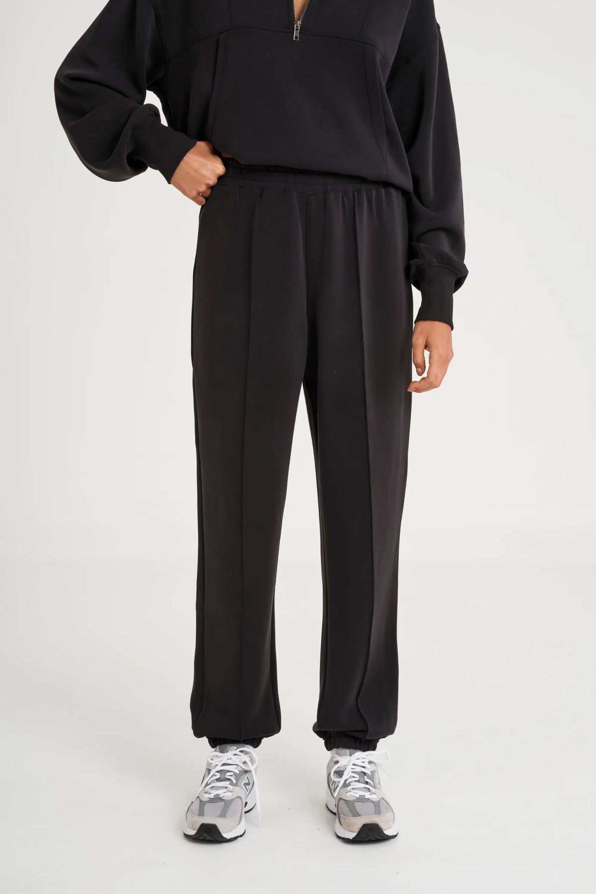 Soft Luxury Cuffed Track Pant (Black)