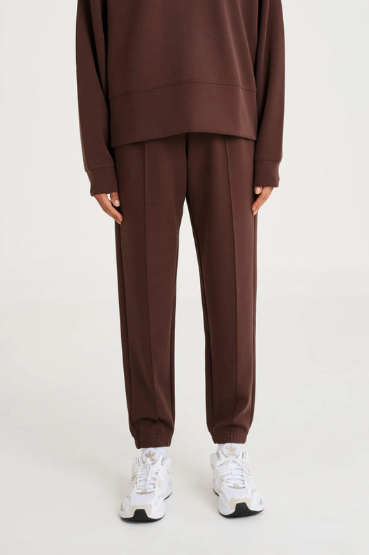 Image of Activewear. Product name - Soft Luxury Cuffed Track Pant in Espresso colour by brand - All Fenix