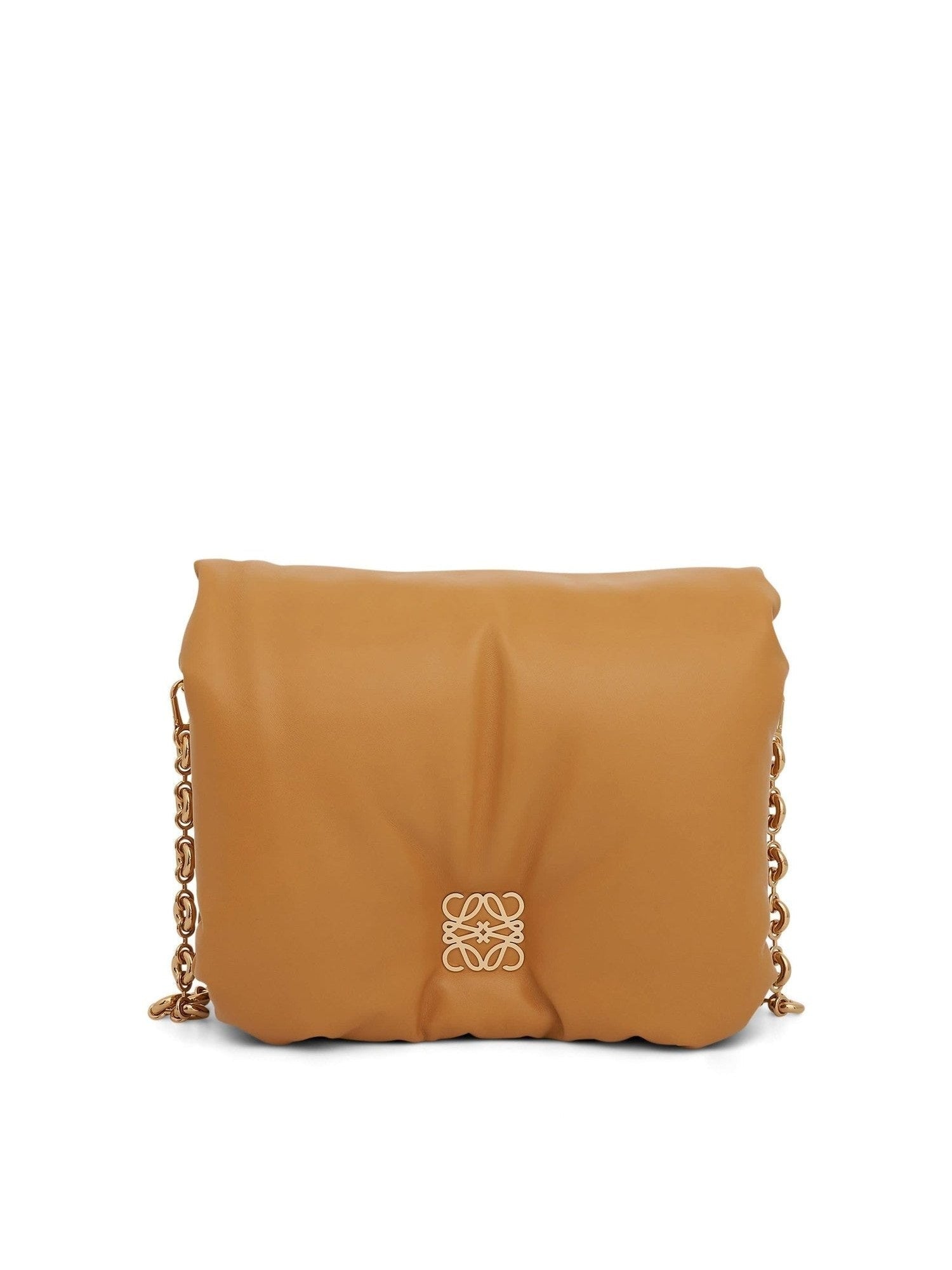 Image of Bags. Productname: LOEWE Puffer Goya Bag in Shiny Nappa Lambskin in Camel colour by brand - LOEWE