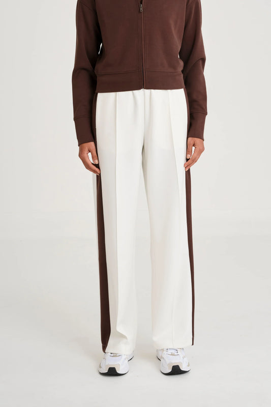 Image of Activewear. Product name - Soft Luxury Contrast Wide Leg Track Pant in White colour by brand - All Fenix