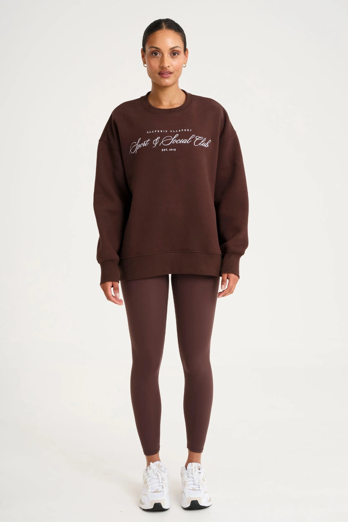 Collegiate Graphic Crew Neck Jumper (Espresso)