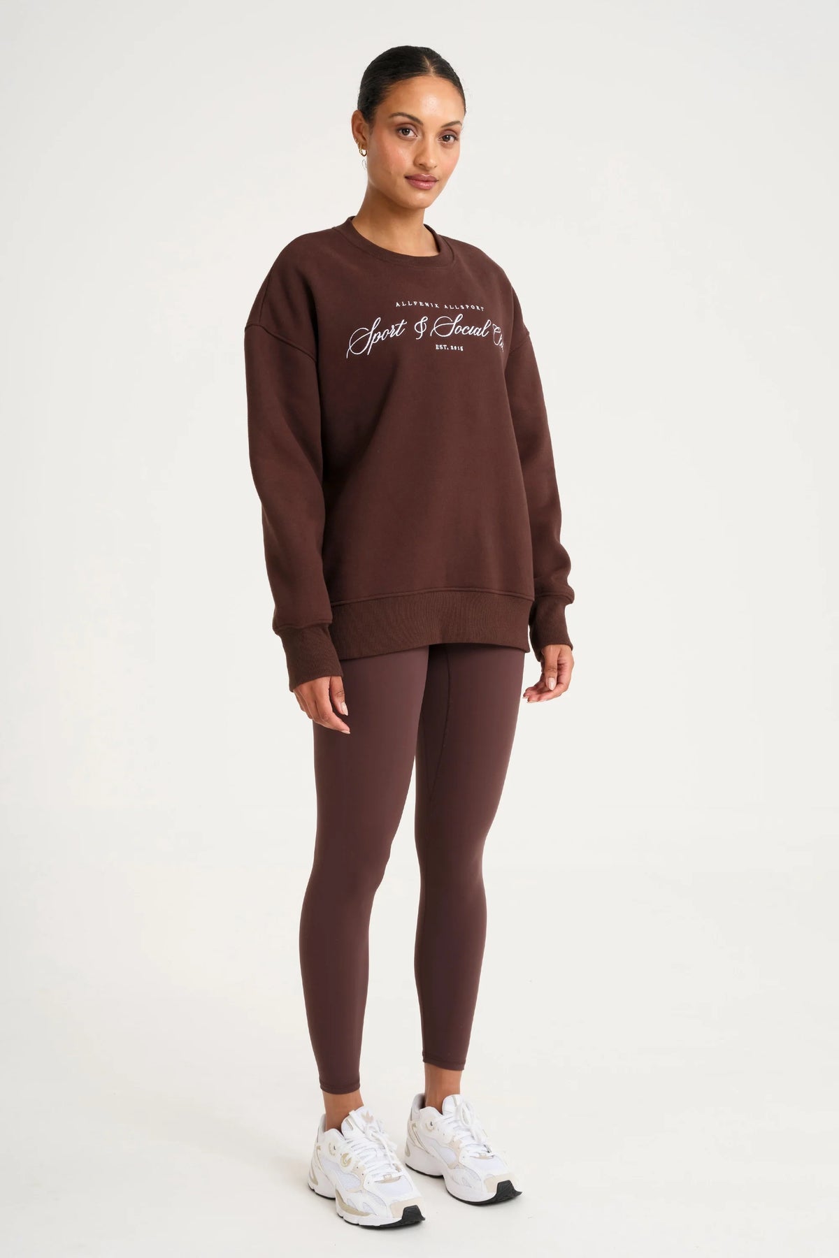 Collegiate Graphic Crew Neck Jumper (Espresso)