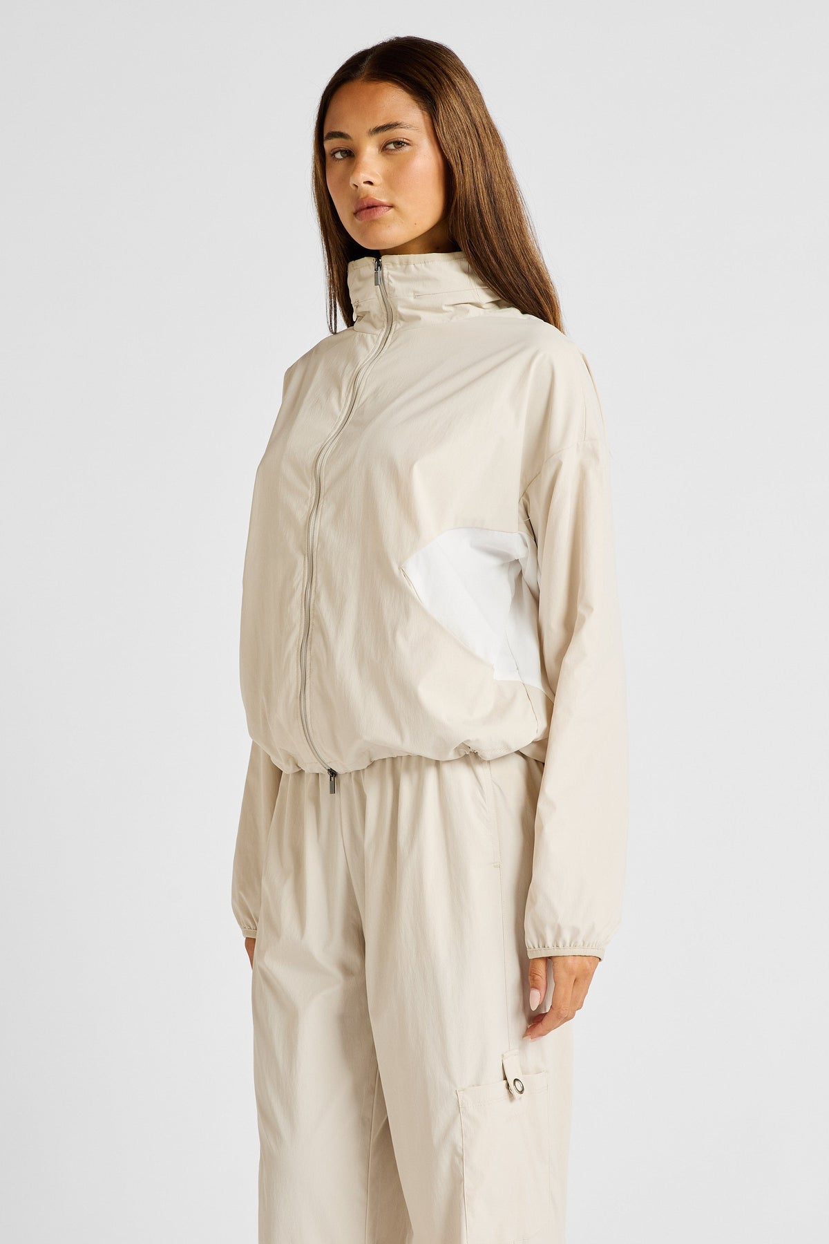 Spray Paneled Windbreaker (Stone)
