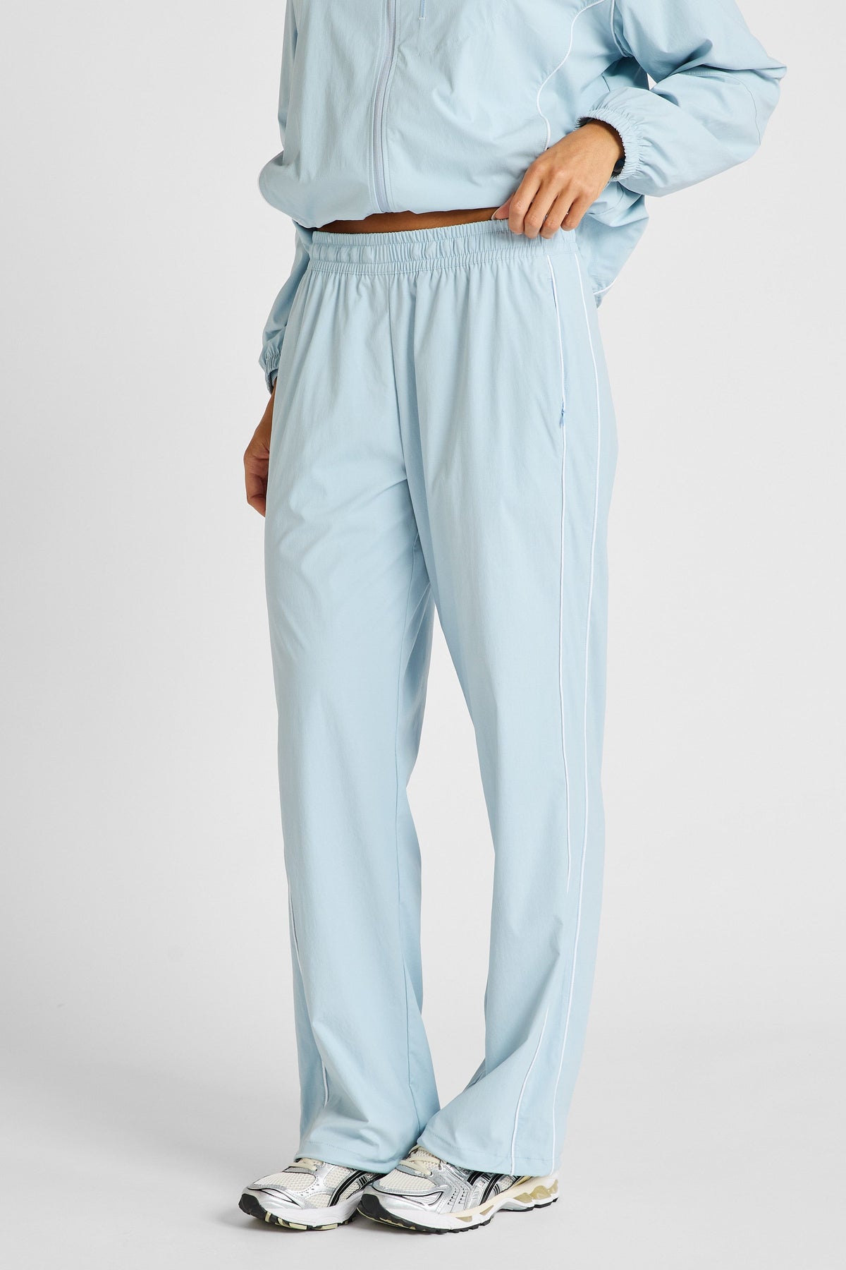 Spray Contrast Piping Wide Leg Pant (Blue)
