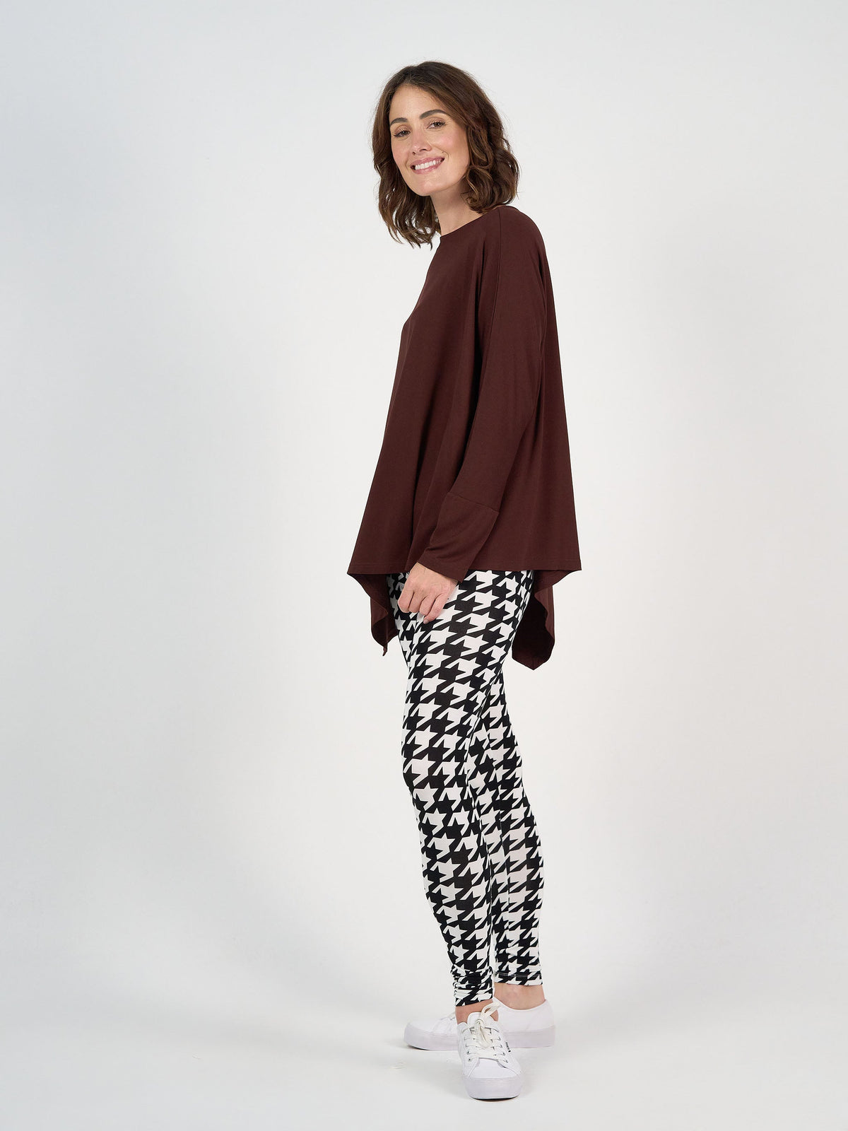 Lou Lou Susie Oversized Asymmetrical Bamboo Top (Burgundy)