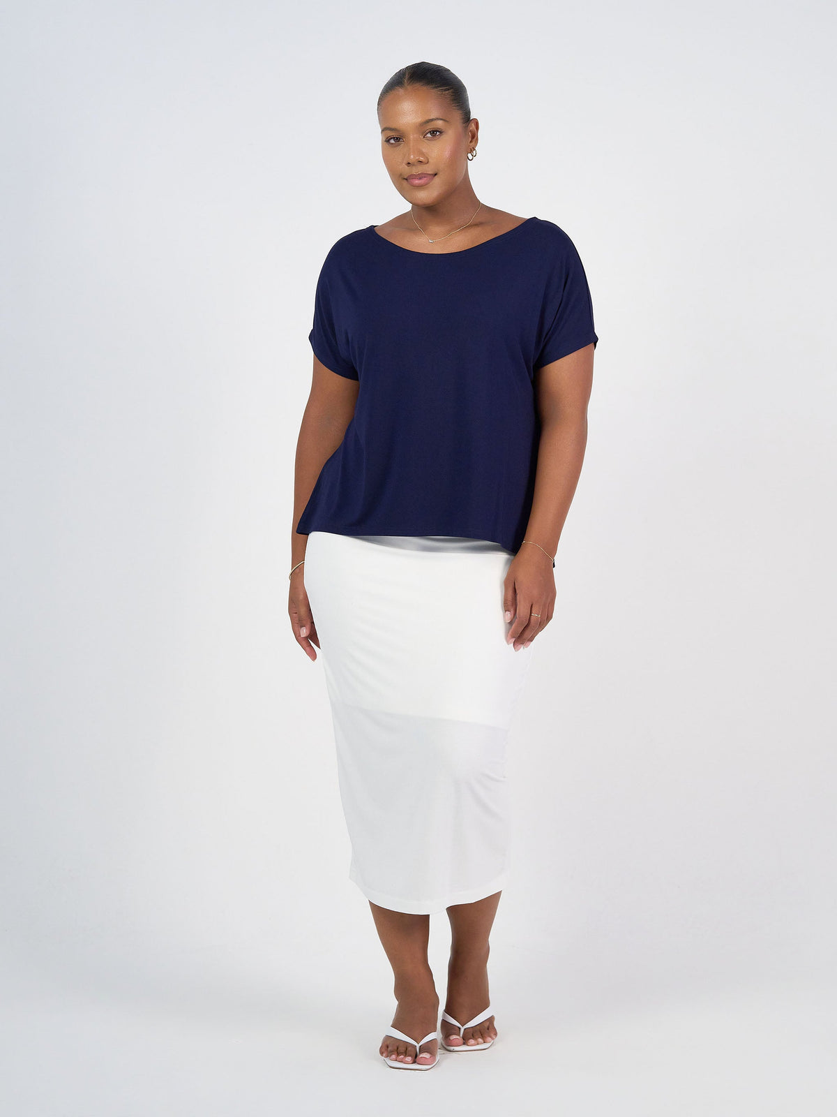 Lou Lou Wilde Bamboo Box Fit Tee (Navy)