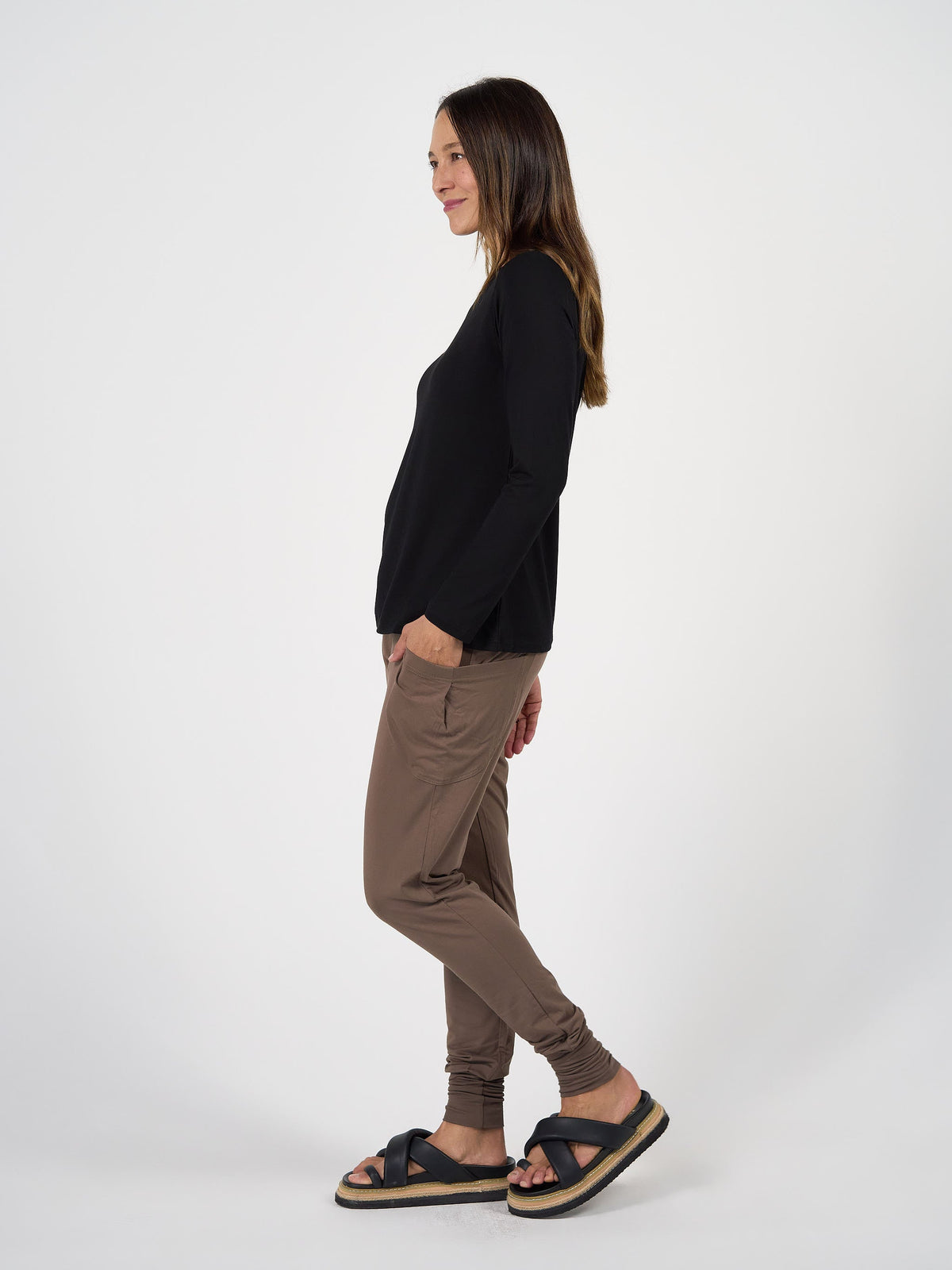 Lou Lou Jones Long Sleeve Fitted Bamboo Top (Black)