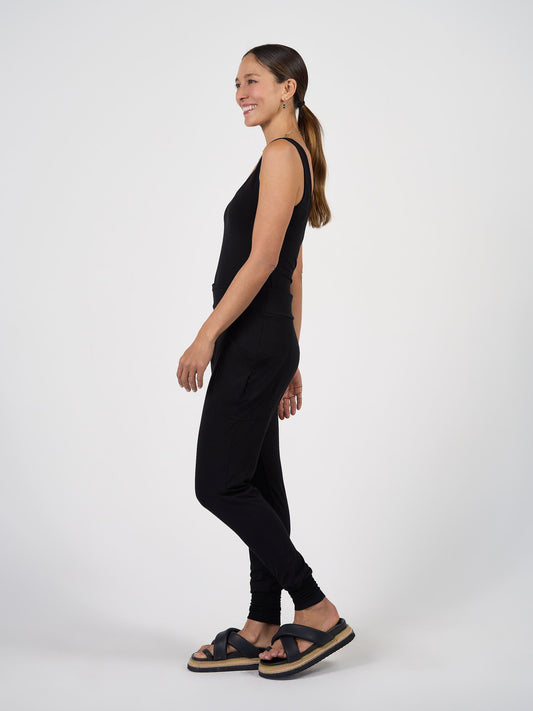 Lou Lou Cindy Sleeveless Bamboo Tank Singlet (Black)