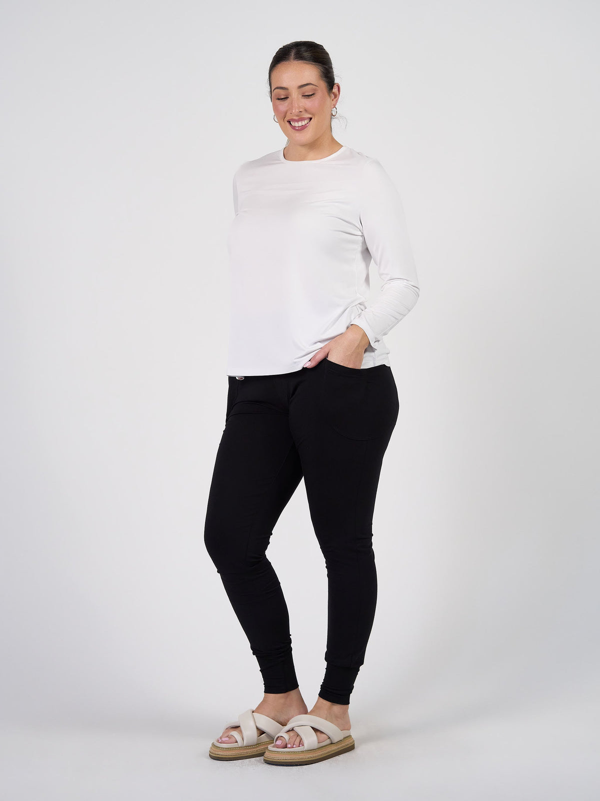 Lou Lou Jones Long Sleeve Fitted Bamboo Top (White)