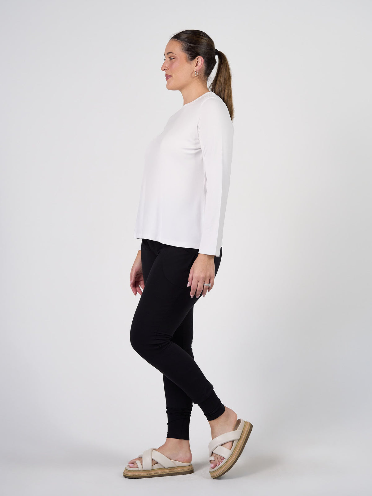 Lou Lou Jones Long Sleeve Fitted Bamboo Top (White)