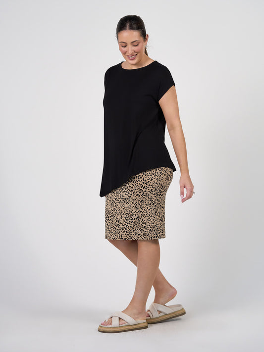 Lou Lou Toni Asymmetrical Bamboo T-Shirt (Black)