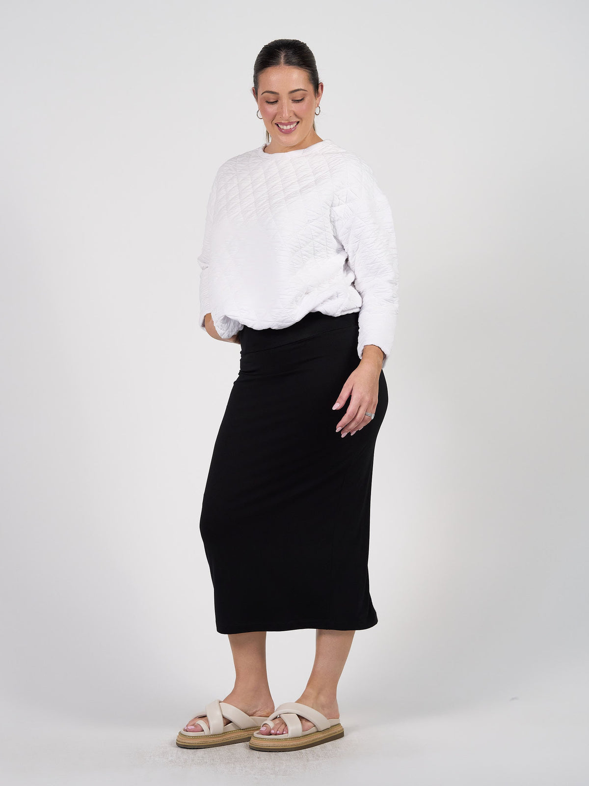 Lou Lou Sacha Oversized Quilted Bamboo Sweater (White)