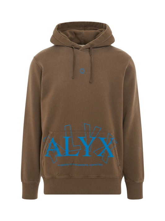 Image of a model wearing Outerwear. Productname: 1017 ALYX 9SM 2X Logo Hoodie in TAN colour by brand - 1017 ALYX 9SM