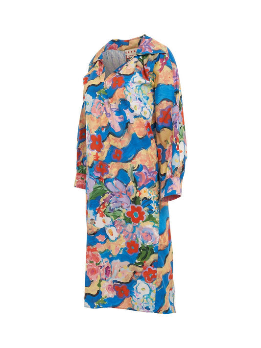 MARNI Printed Poplin Dress (Cobalt)