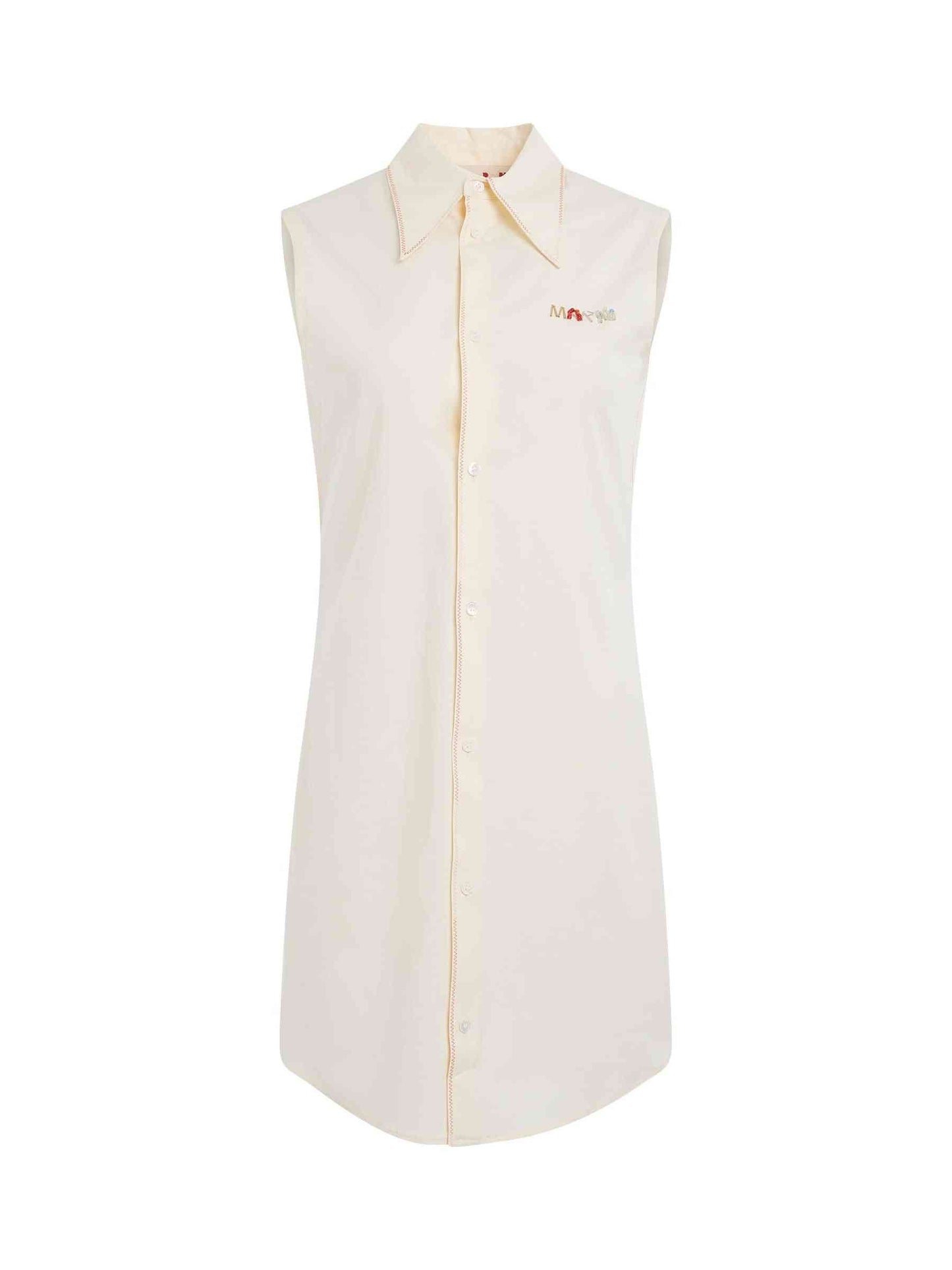 Image of a model wearing Dress. Productname: MARNI Poplin Shirt Dress in Antique White colour by brand - MARNI