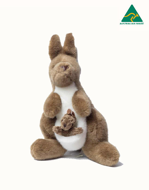 Image of Toys. Product name - Aussie Bush Toys® Aussie Bush Kangaroo 12" Soft Toy in Brown colour by brand - Aussie Bush Toys