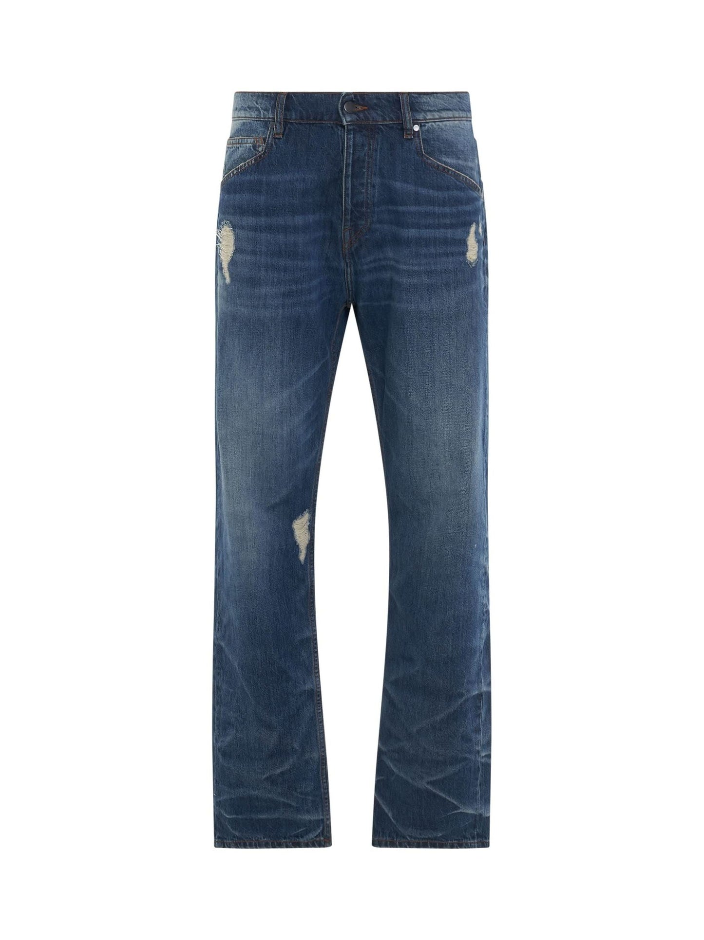 Image of a model wearing Denim. Productname: A-COLD-WALL Foundry Denim Jeans in BLUE colour by brand - A-COLD-WALL