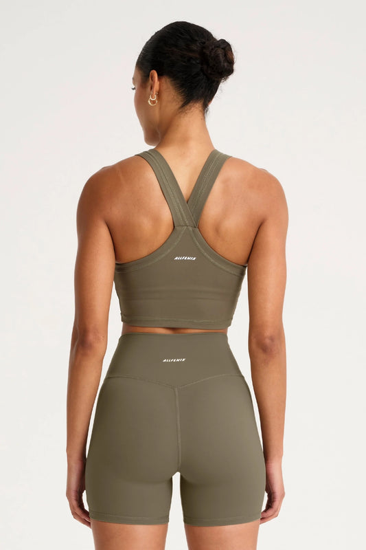 ALLFENIX CloudCore High Neck Longline Sports Bra (Olive)