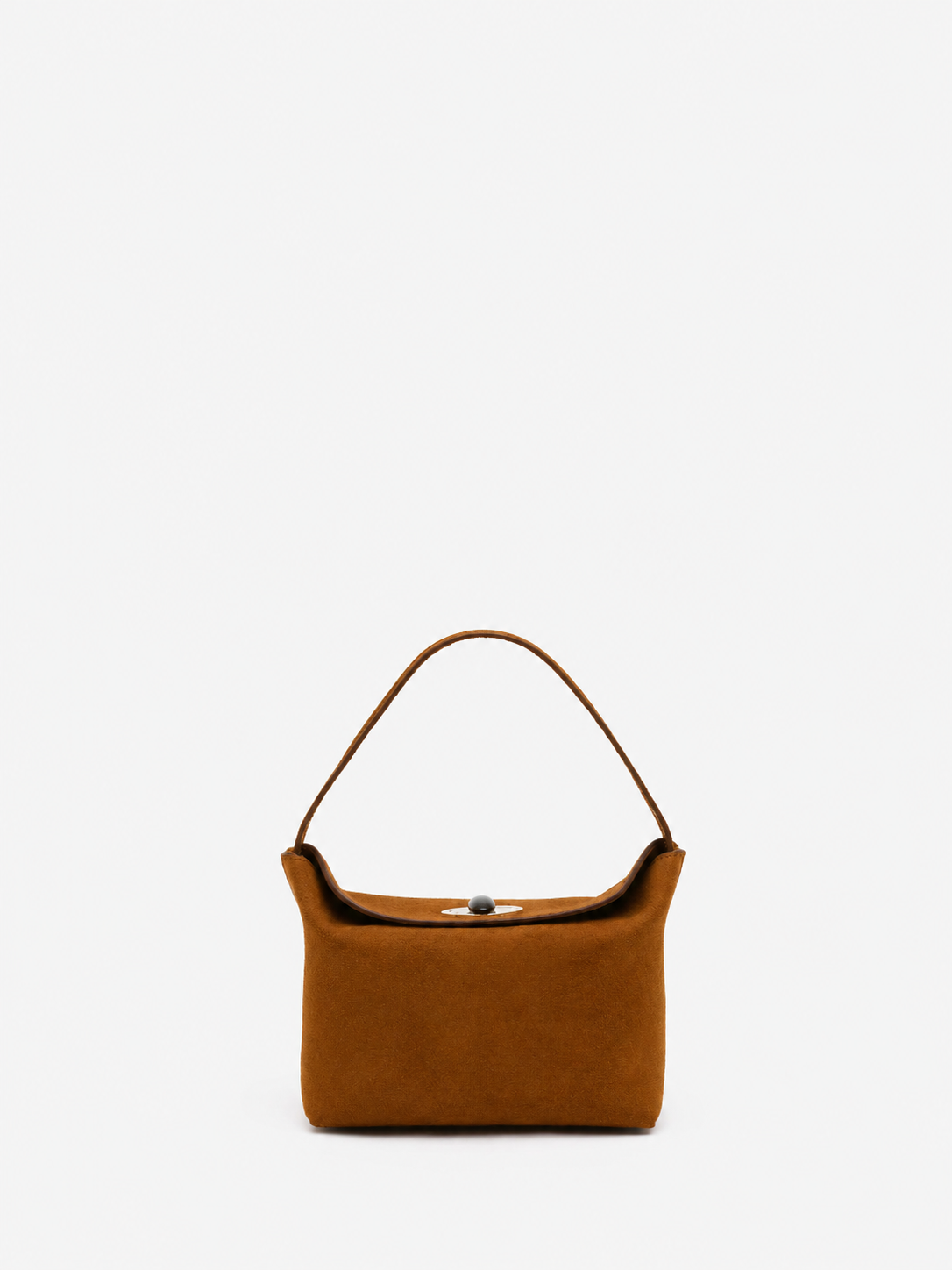 Image of Bags. Product name - Turnlock Suede Mini Bag in Russet colour by brand - Christopher Esber