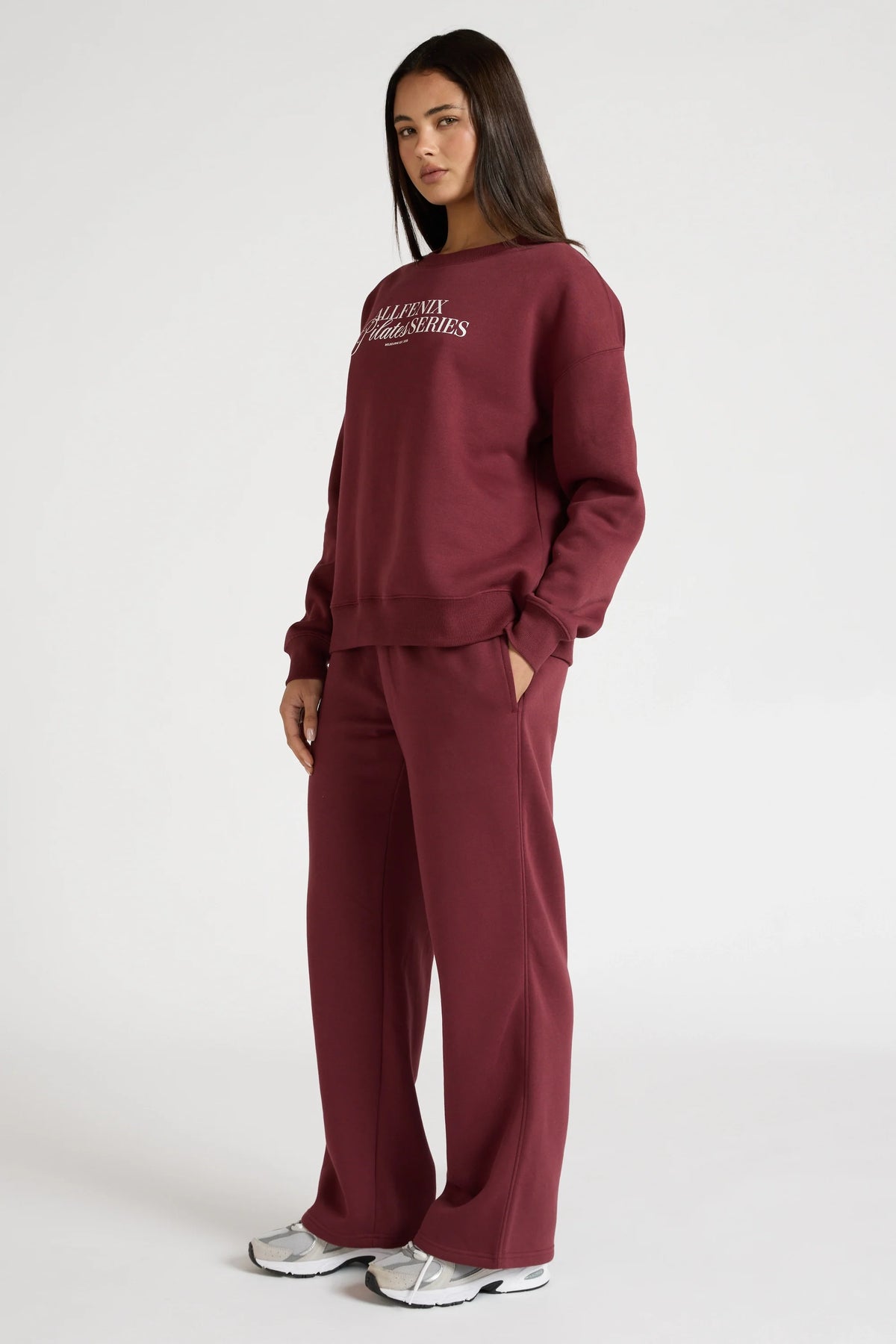 Wide Leg Track Pant (Burgundy)
