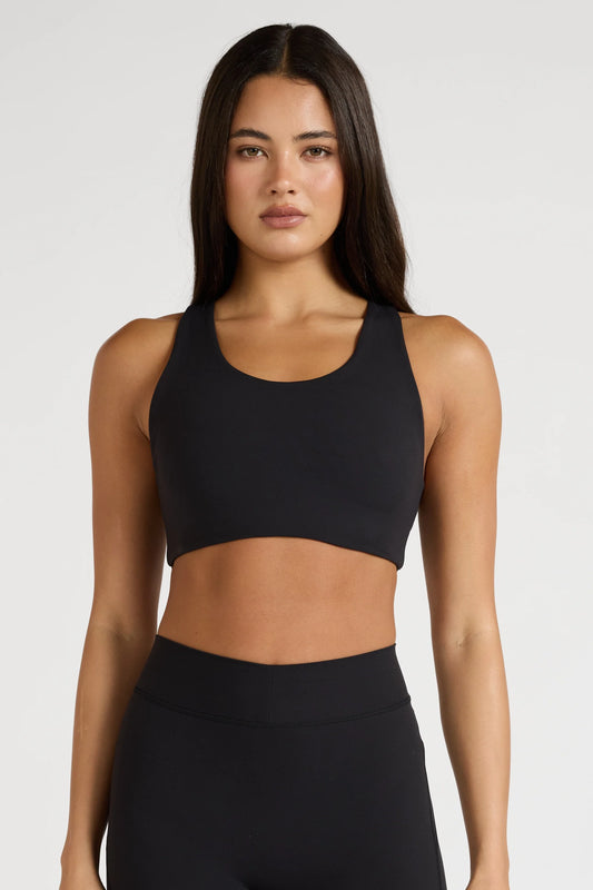 Image of Activewear. Product name - EcoSculpt Racer Sports Bra in Black colour by brand - All Fenix