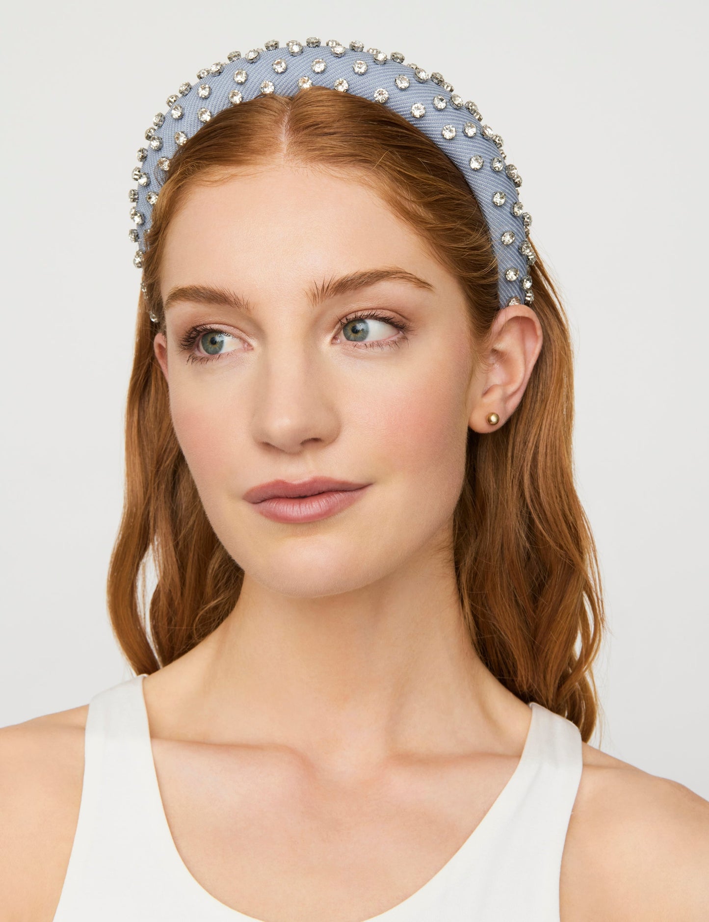 Image of Hair Accessories. Productname: Colette Pale Blue All Over Stone Padded Headband in Print colour by brand - Colette