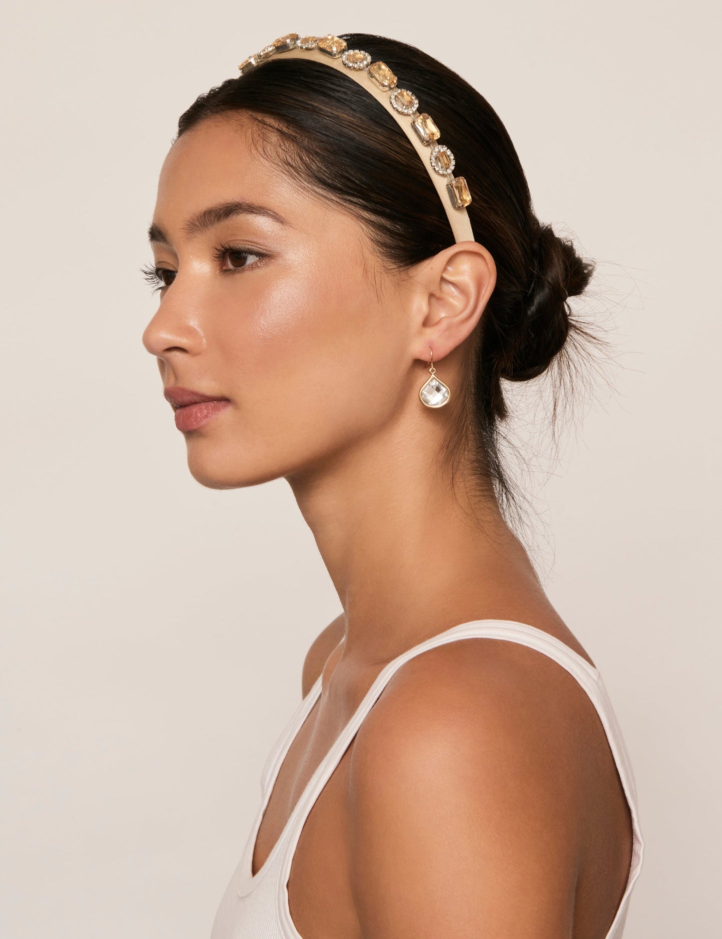 Image of Hair Accessories. Productname: Colette Champagne Bejewelled Narrow Headband in Print colour by brand - Colette