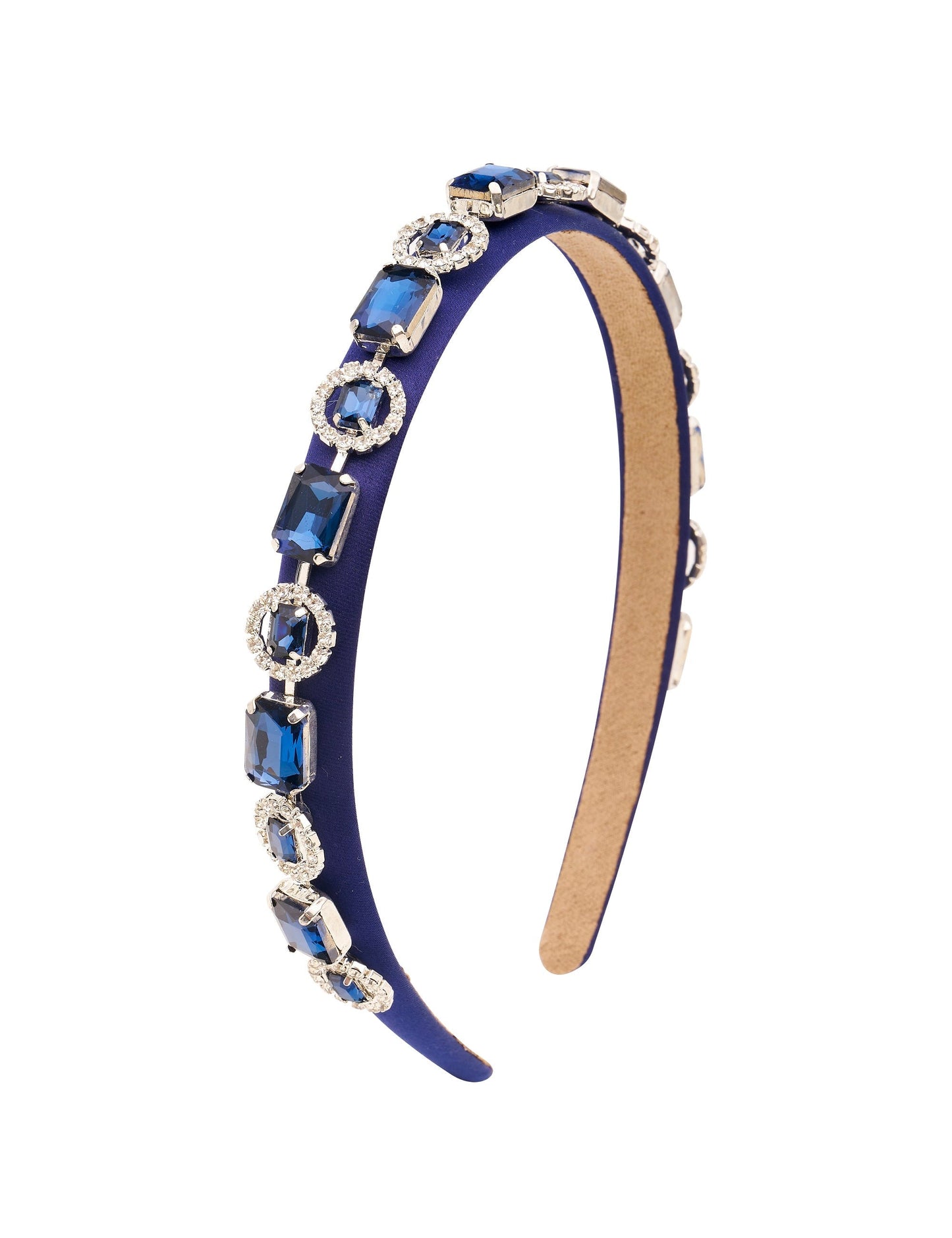 GROUP48 Navy Bejewelled Narrow Headband (Print)